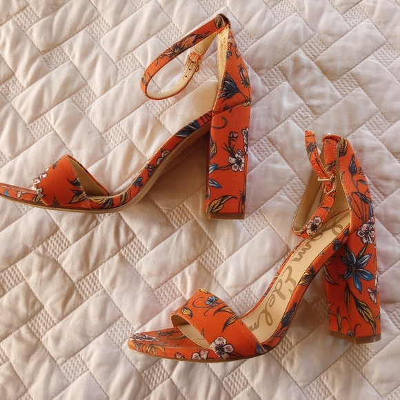 Sam Edelman Shoes - Sam Edelman yaro block heel orange floral heels